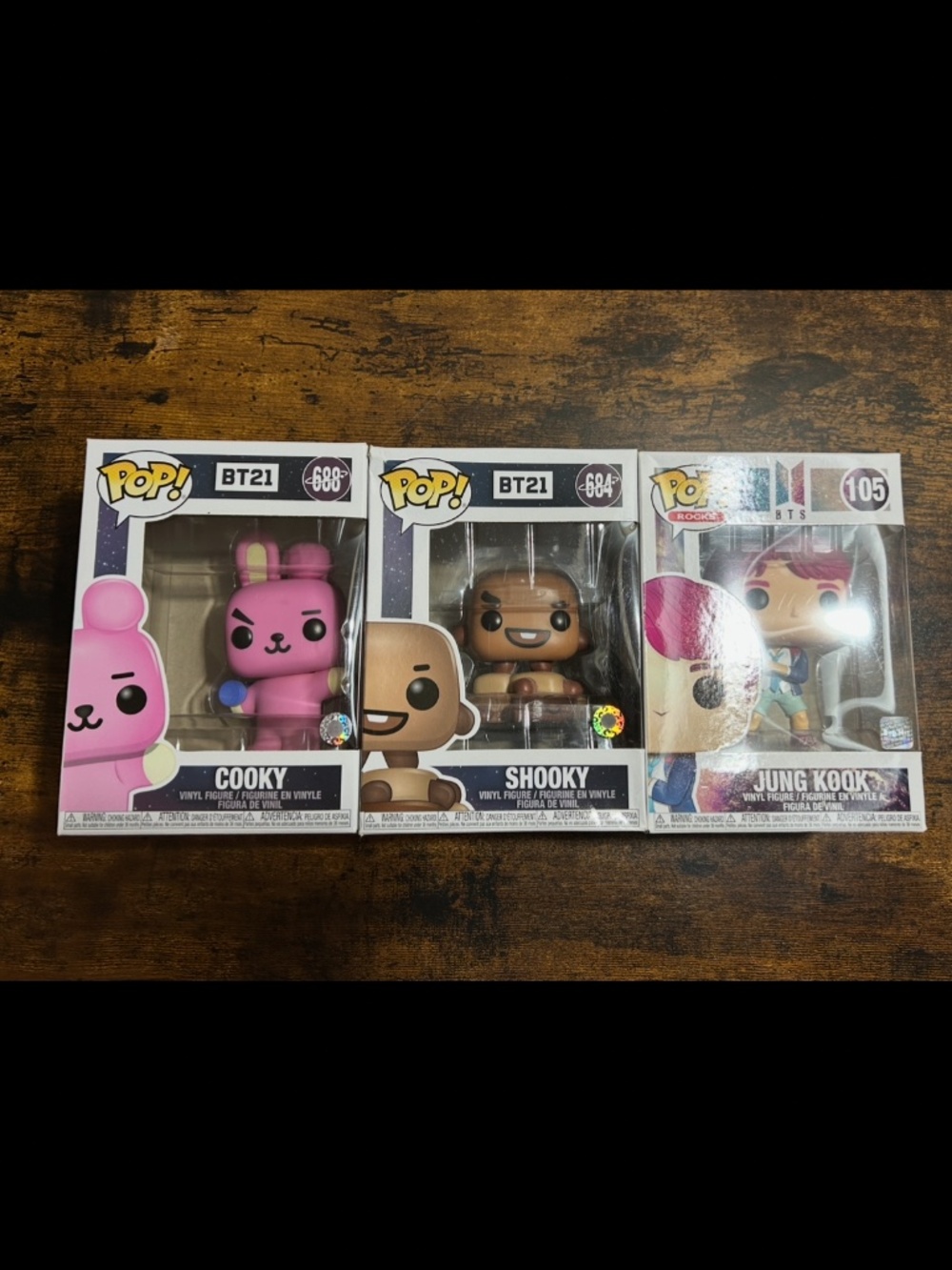 BTS BT21 POPS Cooky, Skooky, and Jungkook
